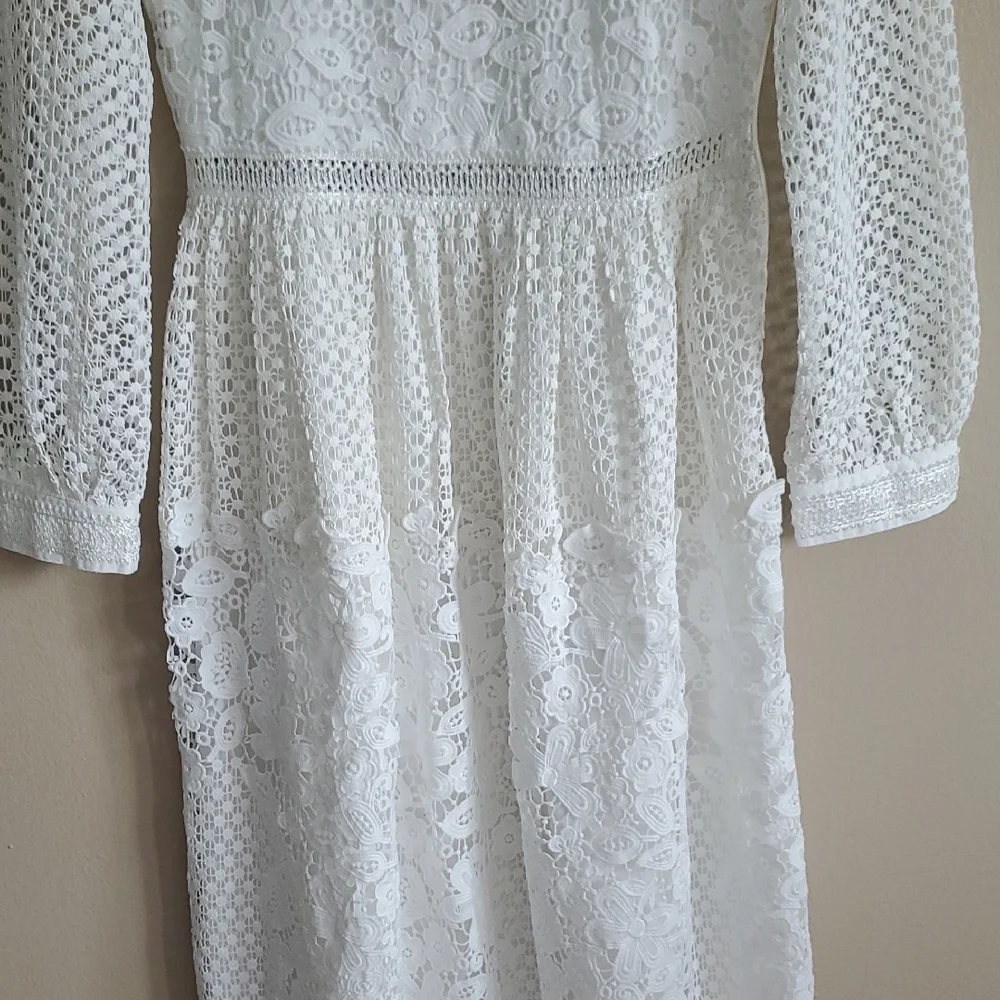 BHLDN White Long Sleeve Lace Wedding Dress Or Any Occassion - Picture 5 of 13